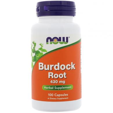 Корень лопуха, Burdock Root, Now Foods, 430 мг, 100 капсул - фото