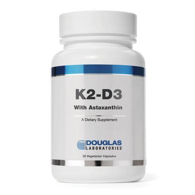 Вітаміни К2 Д3 з астаксантином, K2-D3 With Astaxanthin, Douglas Laboratories, 30 капсул - фото