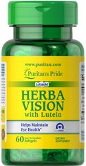 Лютеин и черника для зрения, Herbavision with Lutein and Bilberry, Puritan's Pride, 60 капсул - фото