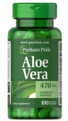 Алоэ вера, Aloe Vera, Puritan's Pride, 470 мг, 100 капсул - фото
