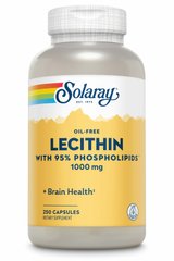 Лецитин из сои, Lecithin, Solaray, 1000 мг, 250 капсул - фото
