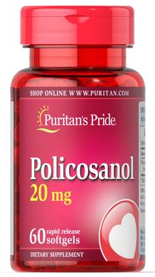 Поликозанол, Policosanol, Puritan's Pride, 20 мг, 60 капсул - фото