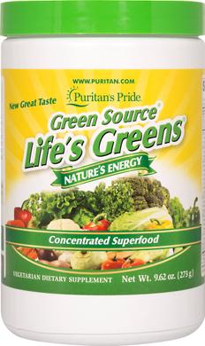 Суперфуд, Life's Greens Concentrated Superfood Formula, Puritan's Pride, 273 г - фото