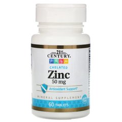 Цинк Хелат, Zinc, Chelated, 21st Century, 50 мг, 60 таблеток - фото