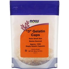 Пустые капсулы "3", "3" Gelatin Caps, Now Foods, 1000 капсул - фото