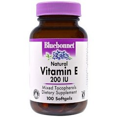 Вітамін Е, Vitamin E, Bluebonnet Nutrition, 200 МО, 100 капсул - фото