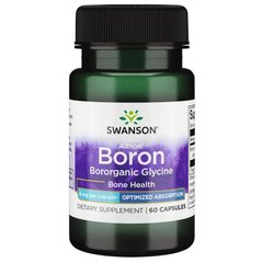 Бор от Альбион Борорган Глицин, Boron from Albion Bororganic Glycine, Swanson, 6 мг 60 капсул - фото