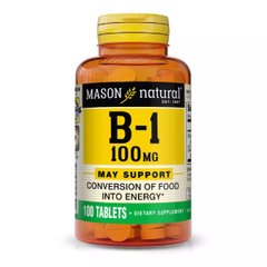 Витамин B1 100 мг, Vitamin B1, Mason Natural, 100 таблеток - фото