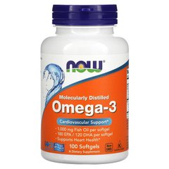 Омега-3, Omega-3, Now Foods, 100 гелевых капсул - фото