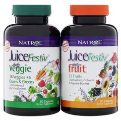 Суперпродукты фруктовые и овощные, JuiceFestiv, Natrol, 2 контейнера по 60 капсул - фото