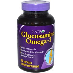 Глюкозамин Омега-3, Natrol, 90 капсул - фото