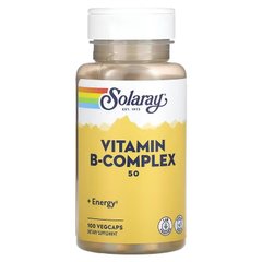 Витамины В-50 комплекс, B-Complex 50, Solaray, 100 капсул - фото