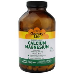 Кальций Магний, Calcium-Magnesium, Country Life, 1000-500 мг, 360табл - фото