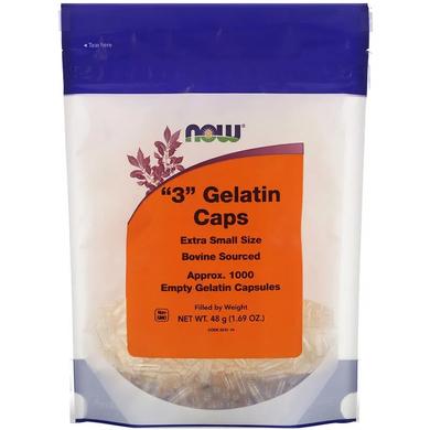 Порожні капсули "3", "3" Gelatin Caps, Now Foods, 1000 капсул - фото