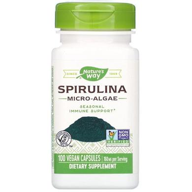 Спіруліна, Spirulina, Nature's Way, мікроводорості, 380 мг, 100 капсул - фото