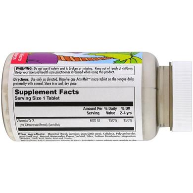 Вітамін Д3, зі смаком кавуна, Vitamin D-Rex, Kal, 600 МО, 120 таблеток - фото