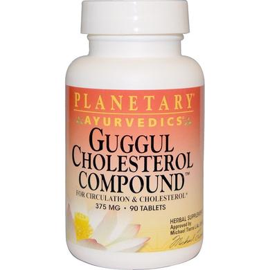 Трифала і Гуггул (Guggul Cholesterol), Planetary Herbals, аюрведічеськоє з'єднання, 375 мг, 90 таблеток - фото
