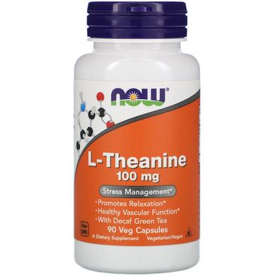 Теанін, L-Theanine, Now Foods, 100 мг, 90 капсул - фото