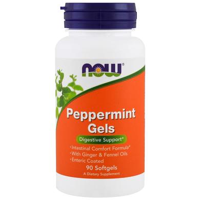 Перечная мята в капсулах, Peppermint Gels, Now Foods, 90 гелевых капсул - фото