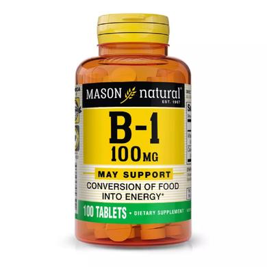 Вітамін B1 100 мг, Vitamin B1, Mason Natural, 100 таблеток - фото