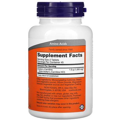 Ацетил карнітин, Acetyl-L Carnitine, Now Foods, 750 мг, 90 таблеток - фото