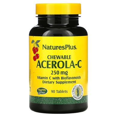 Ацерола (витамин-С), Acerola-C, Nature's Plus, 250 мг, 90 таблеток - фото