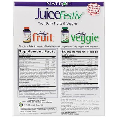 Суперпродукти фруктові та овочеві, JuiceFestiv, Natrol, 2 контейнера по 60 капсул - фото