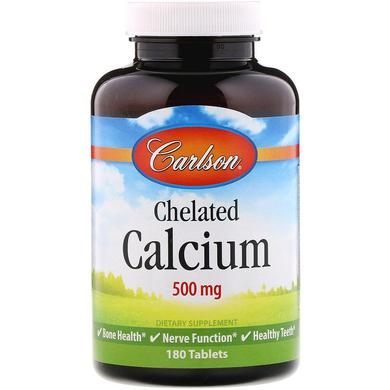 Кальцій хелат, Chelated Calcium, Carlson Labs, 500 мг, 180 таблеток - фото