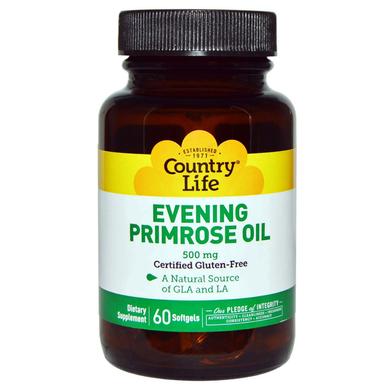 Олія примули вечірньої (Evening Primrose Oil), Country Life, 500 мг, 60 капсул - фото
