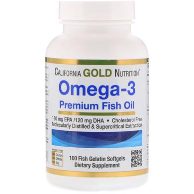 Риб'ячий жир преміум, Omega-3, Fish Oil, California Gold Nutrition, 100 капсул - фото