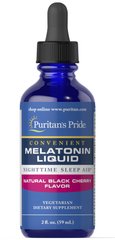 Мелатонин со вкусом вишни, Melatonin, Puritan's Pride, 1 мг, 59 мл - фото