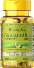 Астаксантин, Natural Astaxanthin, Puritan's Pride, 10 мг, 60 капсул - фото