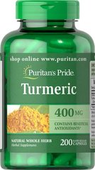Куркума, Turmeric, Puritan's Pride, 400 мг, 200 капсул - фото