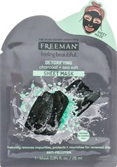 Тканинна маска для обличчя "Вугілля і морська сіль", Detoxifying Sheet Mask, Freeman, 25 мл - фото