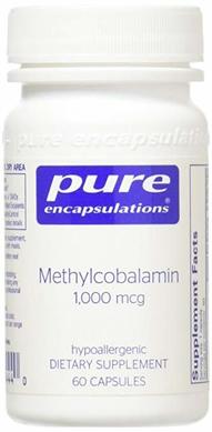 Витамин В12 (метилкобаламин), Methylcobalamin Advanced Vitamin B12, Pure Encapsulations, 60 капсул - фото
