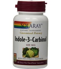 Индол-3-карбинол, поддержка баланса эстрогена, Indole-3-Carbinol, Solaray, 100 мг, 30 вегетарианских капсул - фото