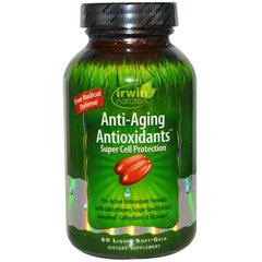 Антиоксиданты антивозрастные, Anti-Aging Antioxidants, Irwin Naturals, 60 гелевых капсул - фото