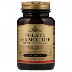 Фолиевая кислота, Folate (As Metafolin), Solgar, метафолин, 400 мкг, 50 таблеток - фото
