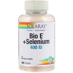 Витамин Е с селеном, Bio E + Selenium, Solaray, 400 МЕ, 120 капсул - фото