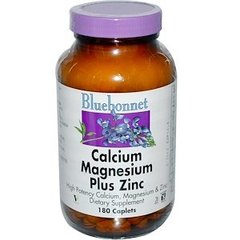 Кальций, магний, цинк, Calcium Magnesium Zinc, Bluebonnet Nutrition, 180 капсул - фото