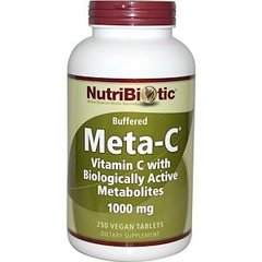 Вітамін C з біологічно активними метаболітами, Meta-C, NutriBiotic, 1000 мг, для веганів, 250 таблеток - фото