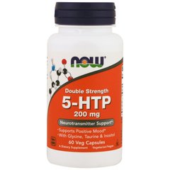 5-НТР, 5-гидрокси L-триптофан, Now Foods, 200 мг, 60 капсул - фото