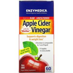 Яблочный уксус, Apple Cider Vinegar, Enzymedica, 60 капсул - фото