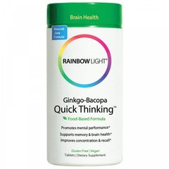 Комплекс Гінкго Бакопа Quick Thinking, Rainbow Light, 60 таблеток - фото