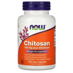 Хітозан, Chitosan, Now Foods, 500 мг, 120 капсул - фото