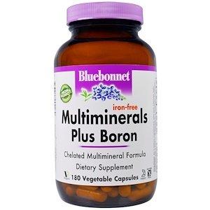 Мультиминералы без железа, Multiminerals, Bluebonnet Nutrition, 180 капсул - фото