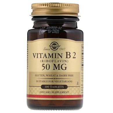 Рибофлавин, Vitamin B2, Solgar, 50 мг, 100 таблеток - фото