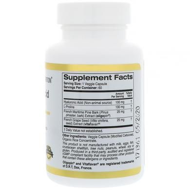 Гиалуроновая кислота, California Gold Nutrition, 100 мг, 60 капсул - фото