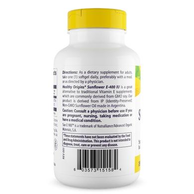 Витамин Е из подсолнечника, Sunflower E, Healthy Origins, 400 МЕ, 120 капсул - фото