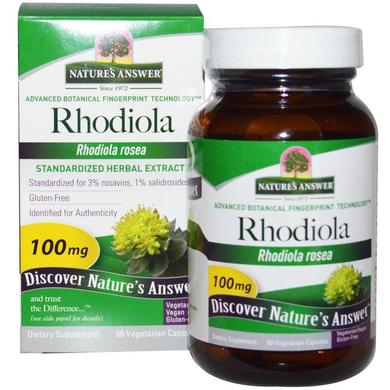 Родиола розовая (Rhodiola Rosea), Nature's Answer, 100 мг, 60 капсул - фото